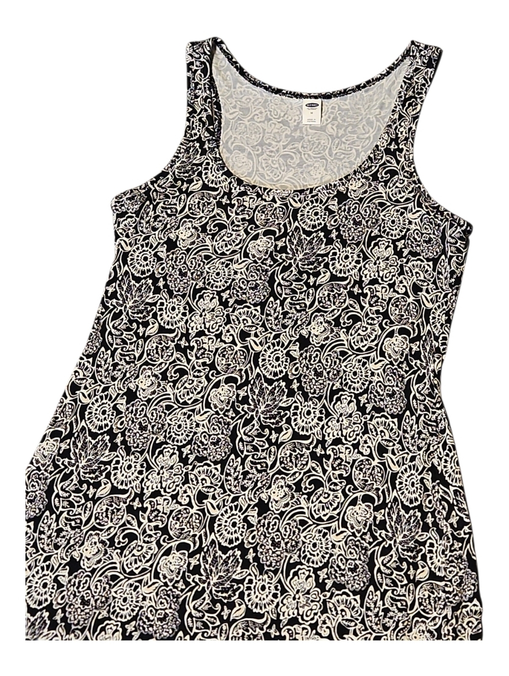 Old Navy Maxi Dress Sleeveless Black & White Floral Print Womens M